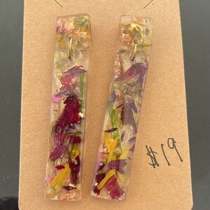 Pressed Flower Dangle Earrings